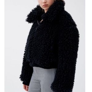 Urban Outfitters Black Shaggy ZIP Up Jacket